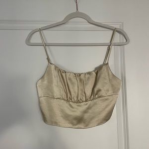 Zara Gold Satin Crop Top